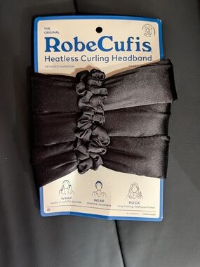 Black Heatless Curling Headband - Satin Styling Wrap